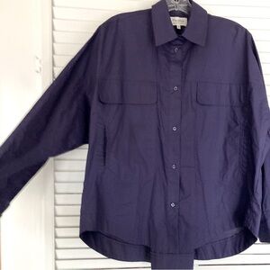 Psophia Oversized Crisp Poplin Utility Shirt Sz M Purple